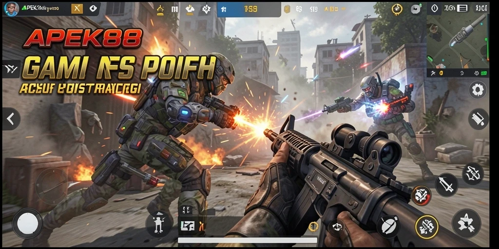 Tampilan gameplay intens dari APEK88 dengan aksi tembak-menembak yang seru.