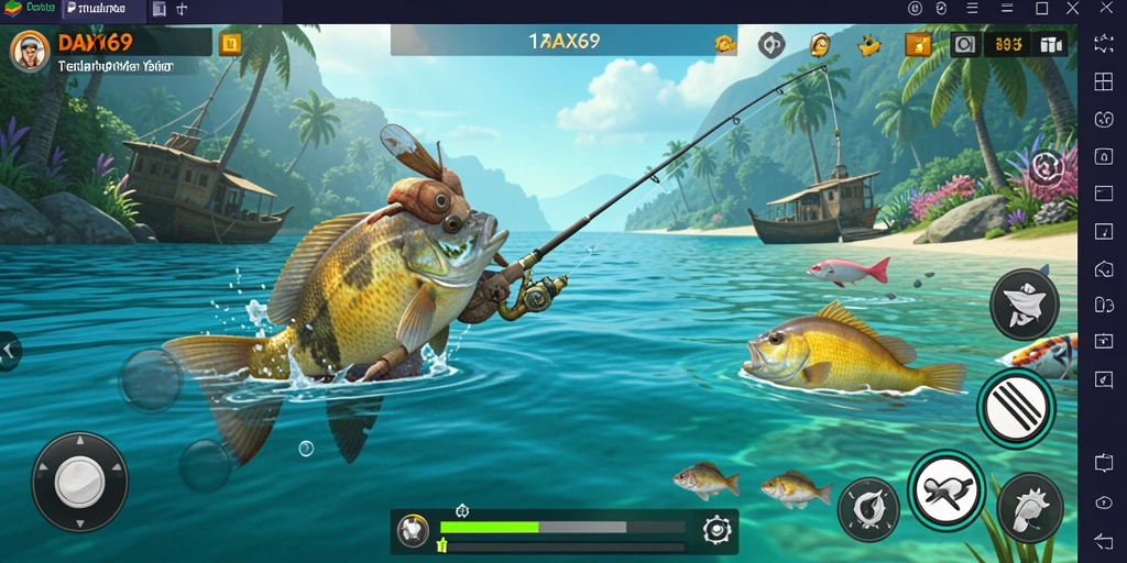 Tangkapan ikan yang menakjubkan di DAX69 dengan latar belakang yang indah.