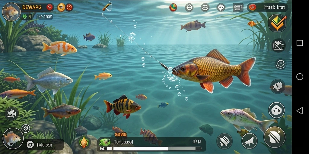 Gameplay menawan DEWAPG saat menangkap berbagai jenis ikan di lokasi indah.