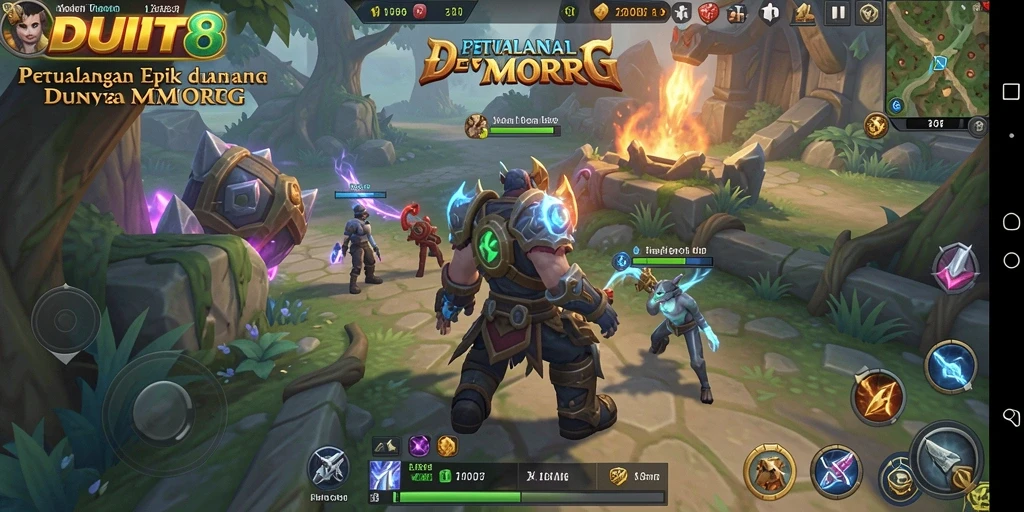 Screenshot gameplay DUIT8 dengan grafis menakjubkan dan pertarungan seru.