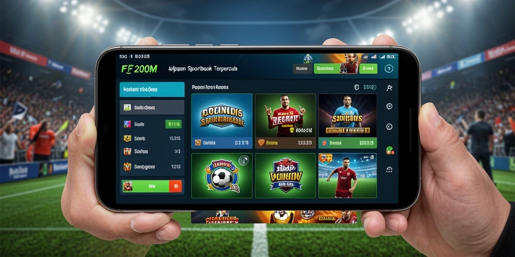Tampilan screenshot F200M menampilkan antarmuka taruhan olahraga yang menarik.