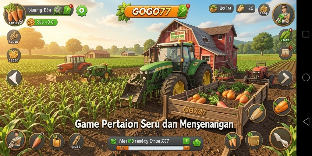 Screenshot GOGO77 menampilkan gameplay seru di ladang pertanian.