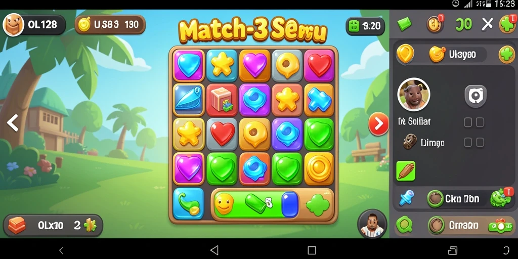 Gameplay seru OLX128 dengan tantangan Match-3 yang menegangkan.