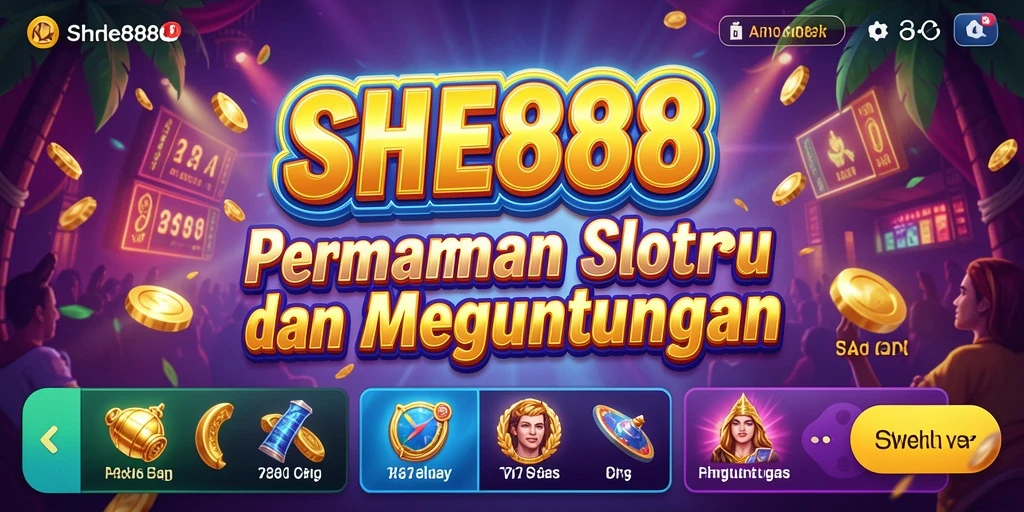 Tampilan gameplay utama SHE888 yang menegangkan dan penuh warna.