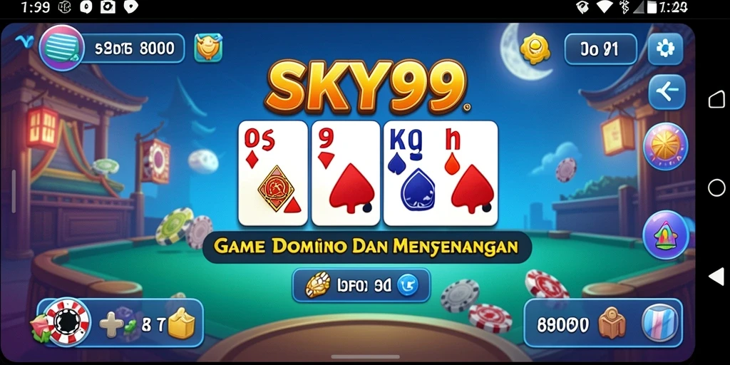 Screenshot gameplay SKY99 menunjukkan suasana seru permainan Domino.